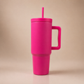 YUFUFUL SipAura™ Insulated Travel Tumbler with Handle & Straw | Flamingo Pink | 1200ml