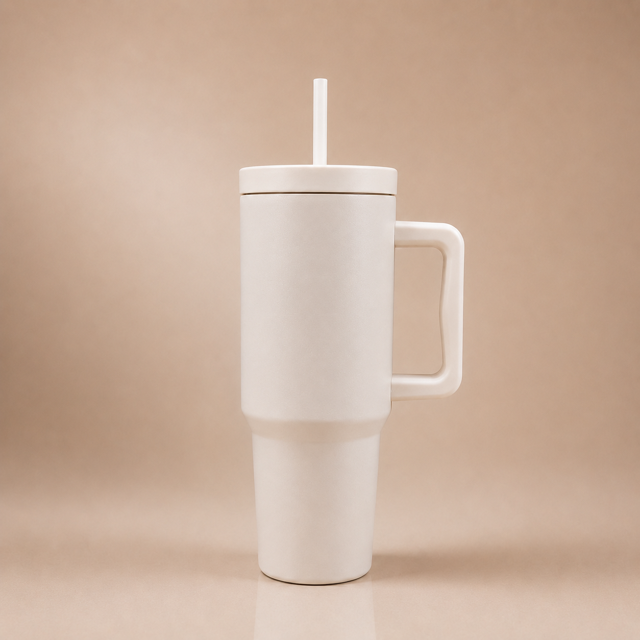 YUFUFUL SipAura™ Insulated Travel Tumbler with Handle & Straw | Ivory Mist | 1200ml