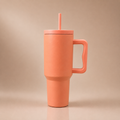 YUFUFUL SipAura™ Insulated Travel Tumbler with Handle & Straw | Peach Sorbet | 1200ml
