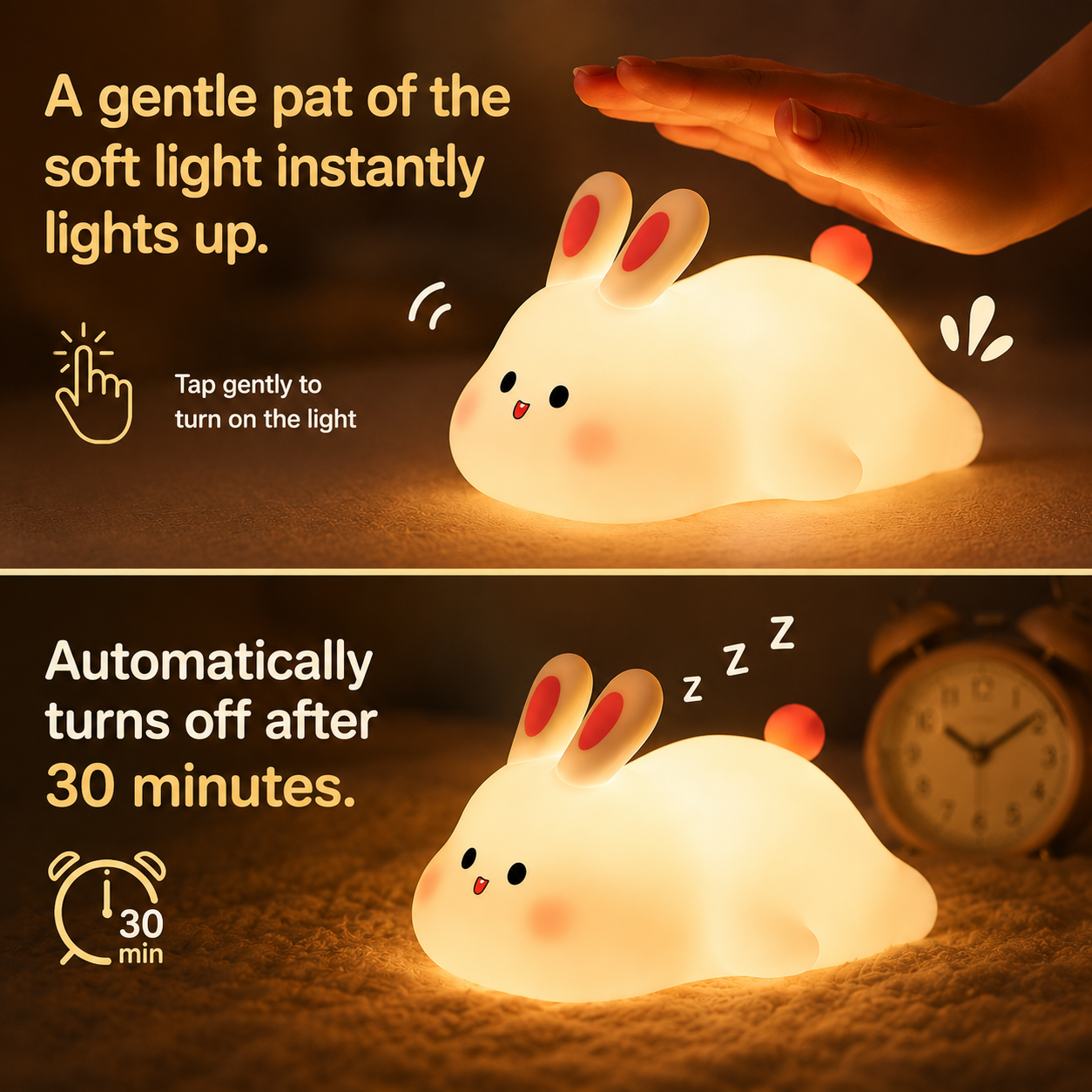 YUFUFUL Lamp Cute Bunny Silicone LED 2 W Night Lamp - Yufuful