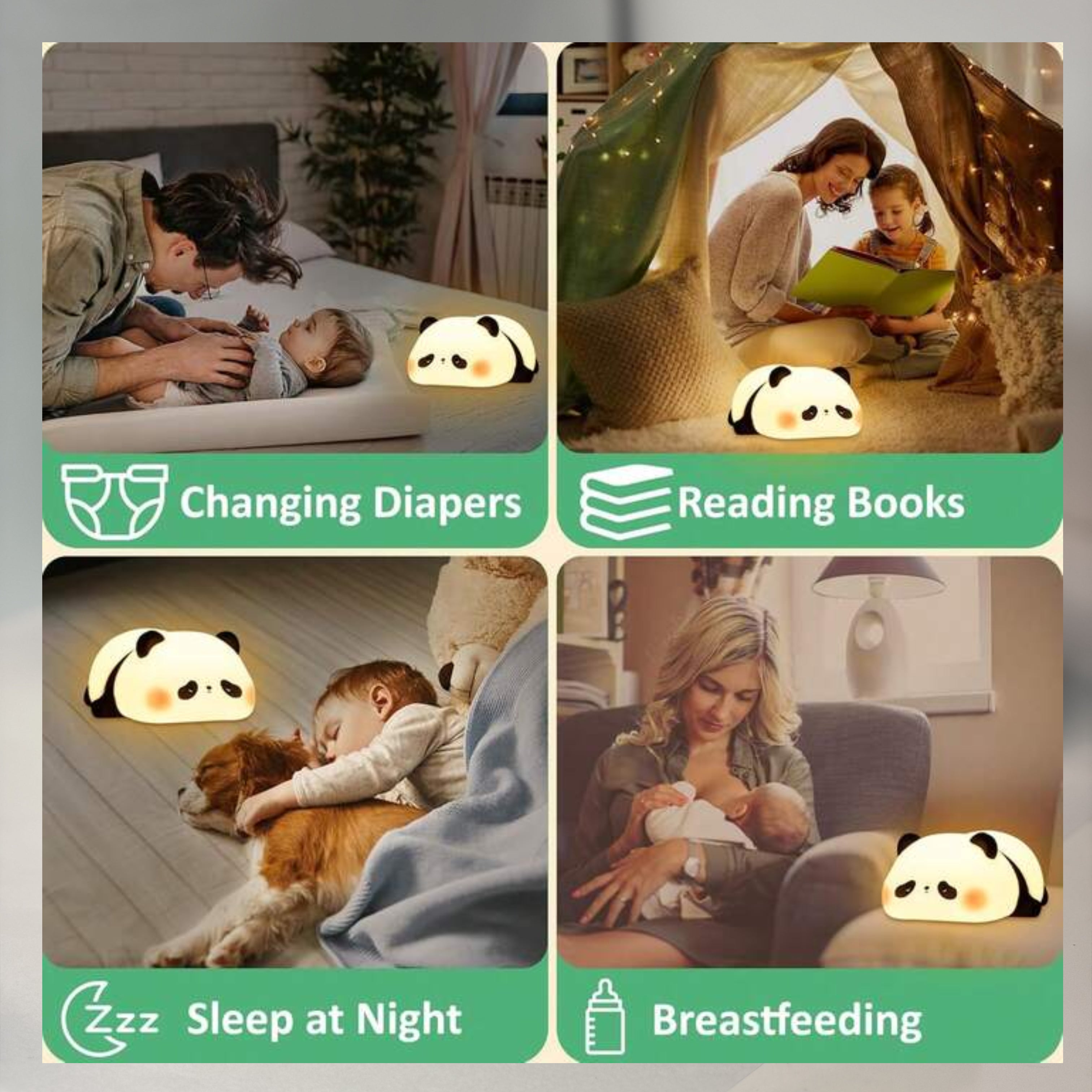 YUFUFUL  Lamp Sleepy Panda Rechargeable Night Lamp - YUFUFUL