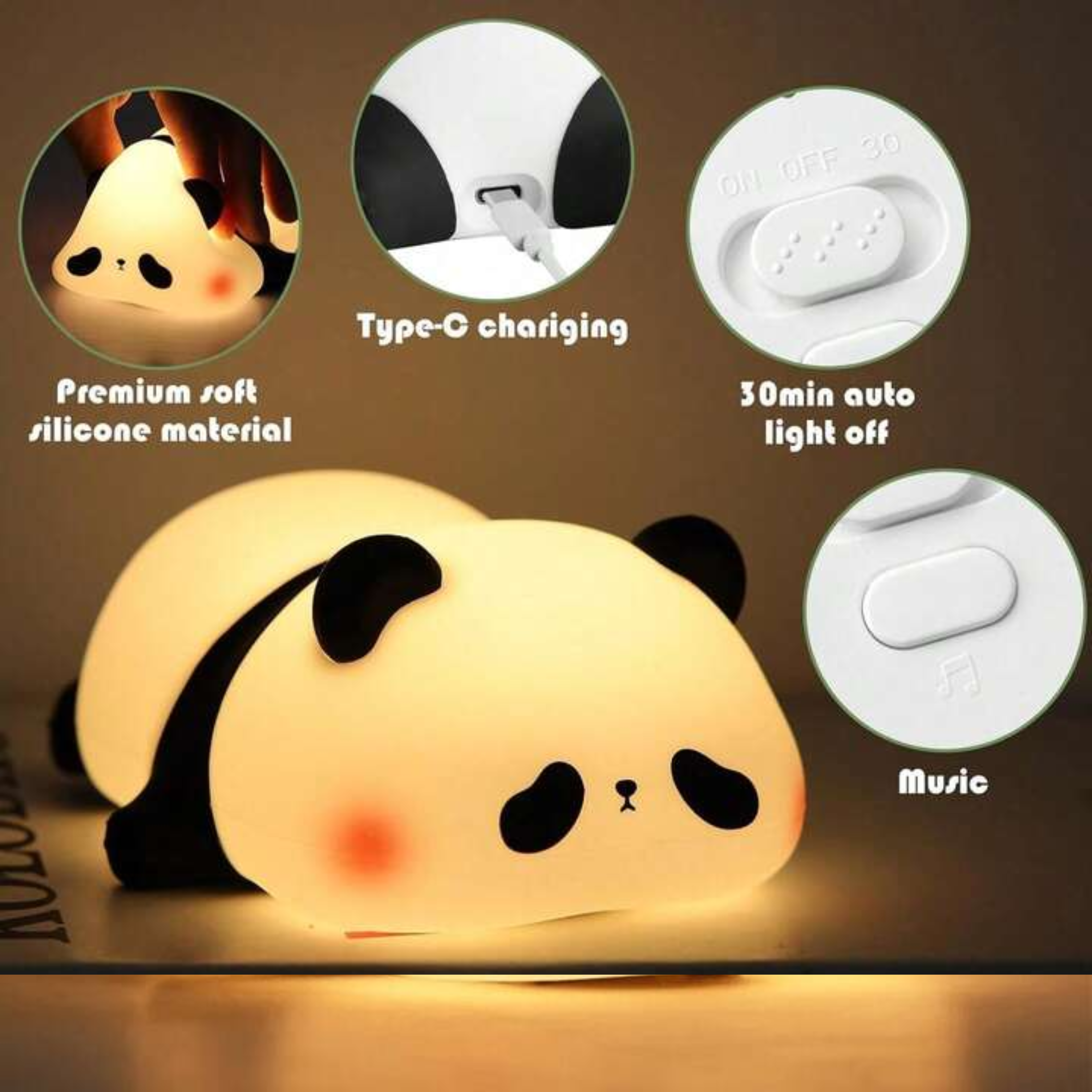 YUFUFUL  Lamp Sleepy Panda Rechargeable Night Lamp - YUFUFUL