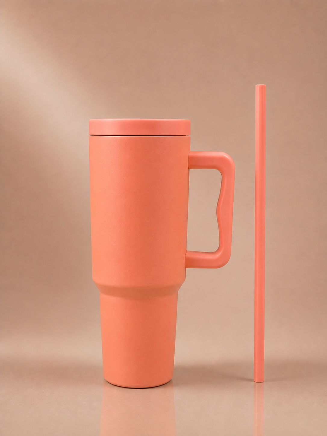 YUFUFUL SipAura™ Insulated Travel Tumbler with Handle & Straw | Peach Sorbet | 1200ml