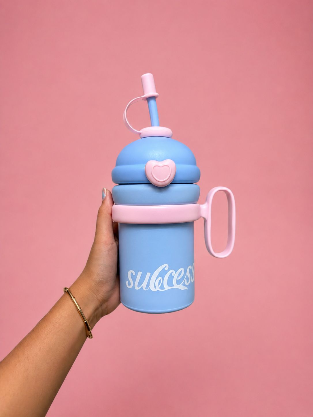 YUFUFUL SweetSip™ Insulated Kids Bottle with Straw & Handle | Cotton Candy | 700ml