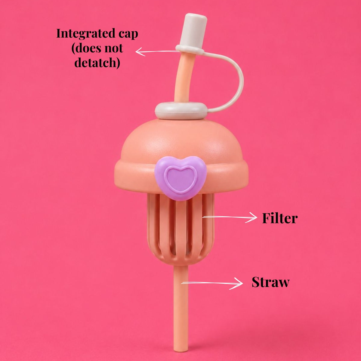 YUFUFUL SweetSip™ Insulated Kids Bottle with Straw & Handle | Peach Macaron | 700ml