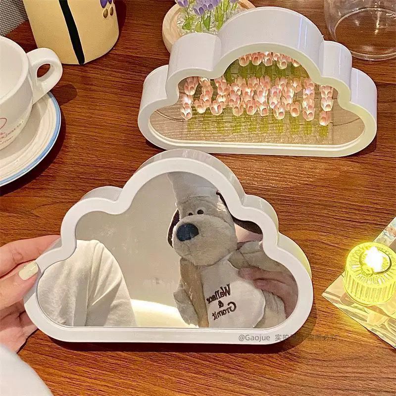 DIY Tulip Mirror Infinity Night Light Kit | Cloud-Shaped LED Tulip Flower Lamp | Handmade Decorative Mirror Lamp | Battery Powered Room Decor Gift - YUFUFUL