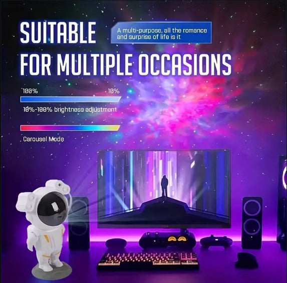 Astronaut Galaxy Star Projector Night Light | 8 Nebula Effects | Adjustable Projection Angle | Remote Control & Timer | LED Starry Sky Projector Lamp for Bedroom, Kids, Gaming & Home Decor