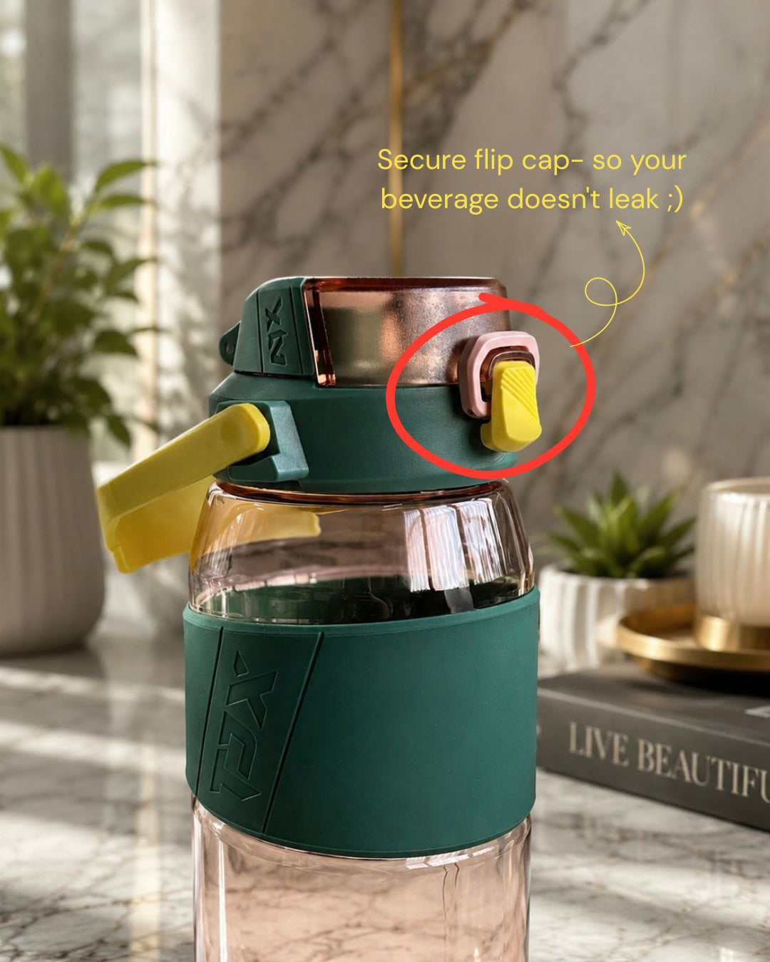 YUFUFUL Sports Sipper Water Bottle with Straw | Forest | BPA Free Tritan Bottle | Leakproof Flip Top Lid | Office, School & Gym | 1800ml- YUFUFUL