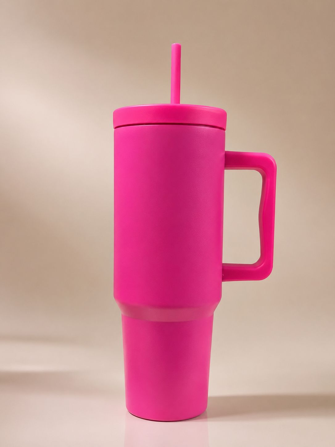 YUFUFUL SipAura™ Insulated Travel Tumbler with Handle & Straw | Flamingo Pink | 1200ml