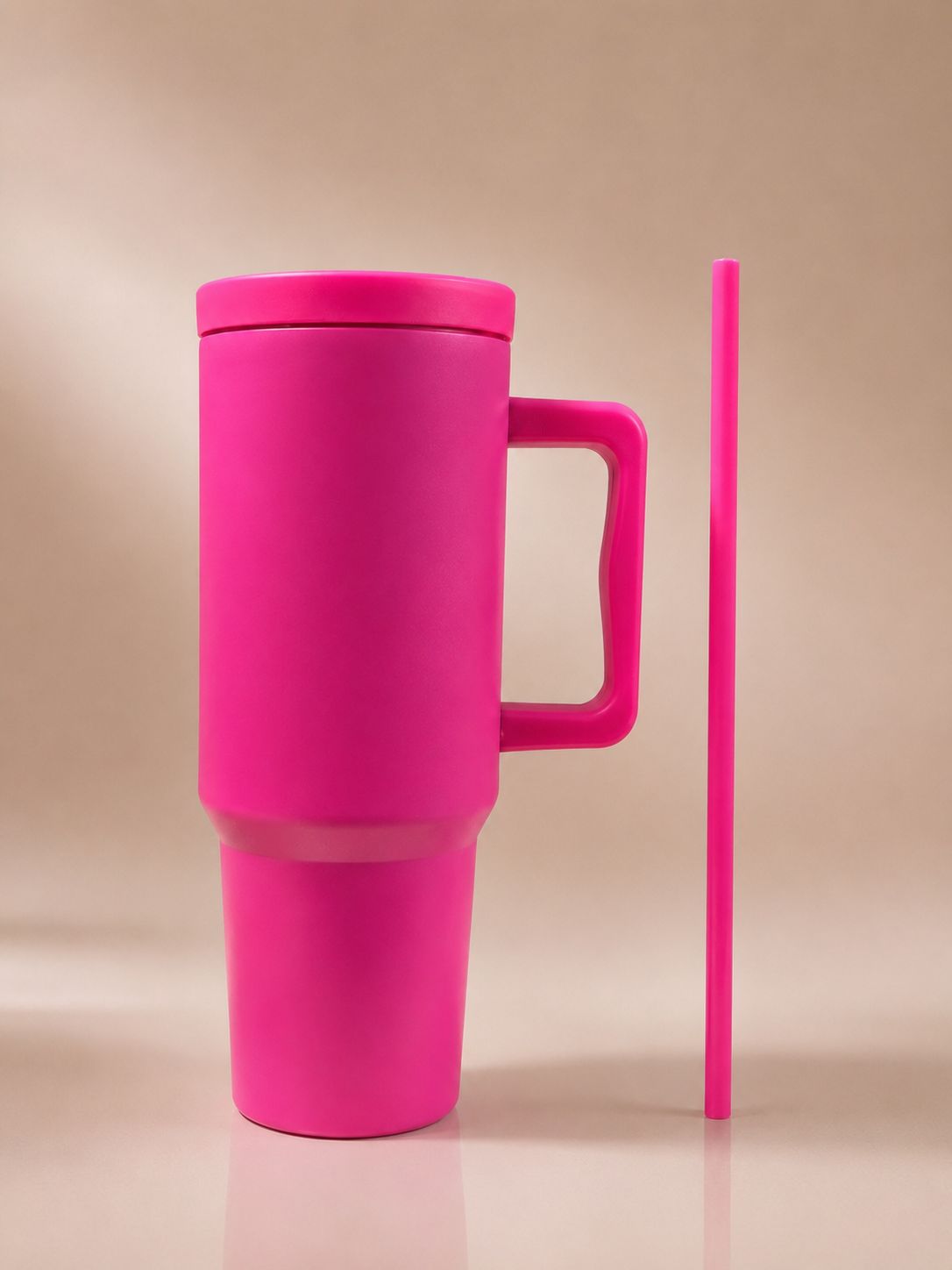 YUFUFUL SipAura™ Insulated Travel Tumbler with Handle & Straw | Flamingo Pink | 1200ml