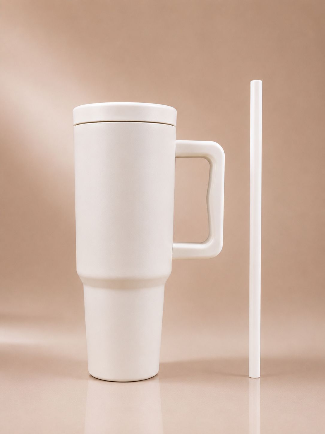 YUFUFUL SipAura™ Insulated Travel Tumbler with Handle & Straw | Ivory Mist | 1200ml