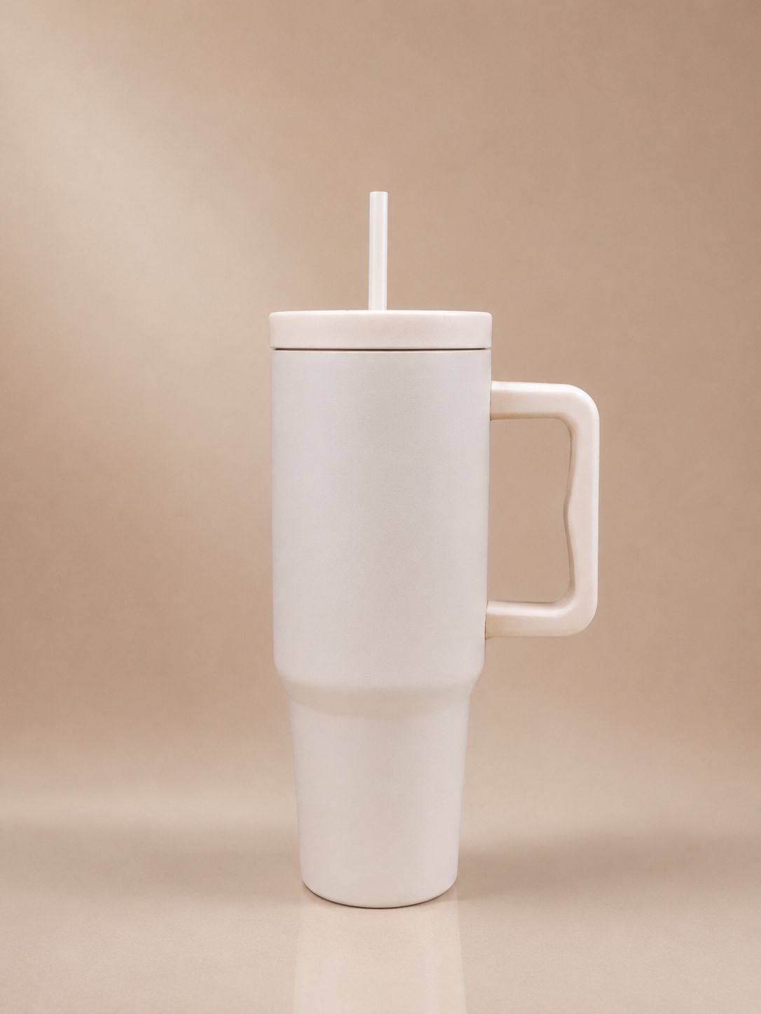 YUFUFUL SipAura™ Insulated Travel Tumbler with Handle & Straw | Ivory Mist | 1200ml