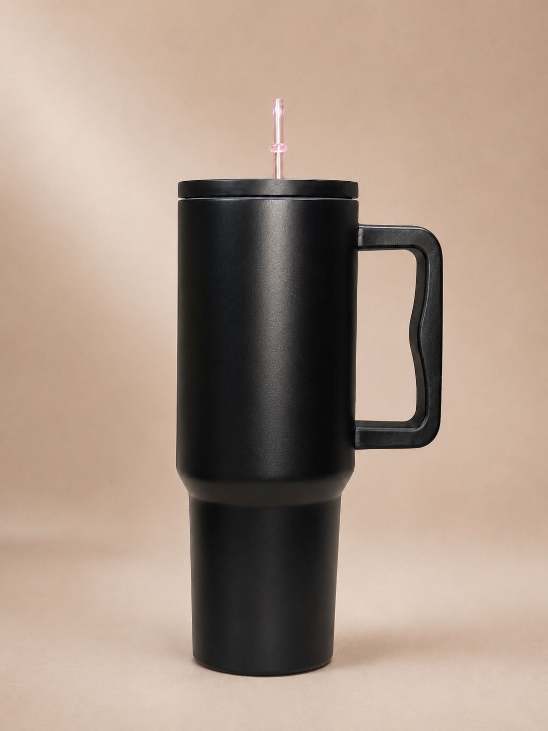 YUFUFUL SipAura™ Insulated Travel Tumbler with Handle & Straw | Midnight Black | 1200ml