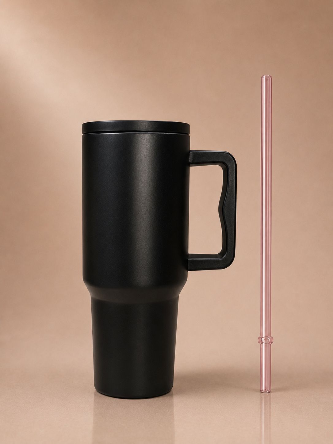 YUFUFUL SipAura™ Insulated Travel Tumbler with Handle & Straw | Midnight Black | 1200ml