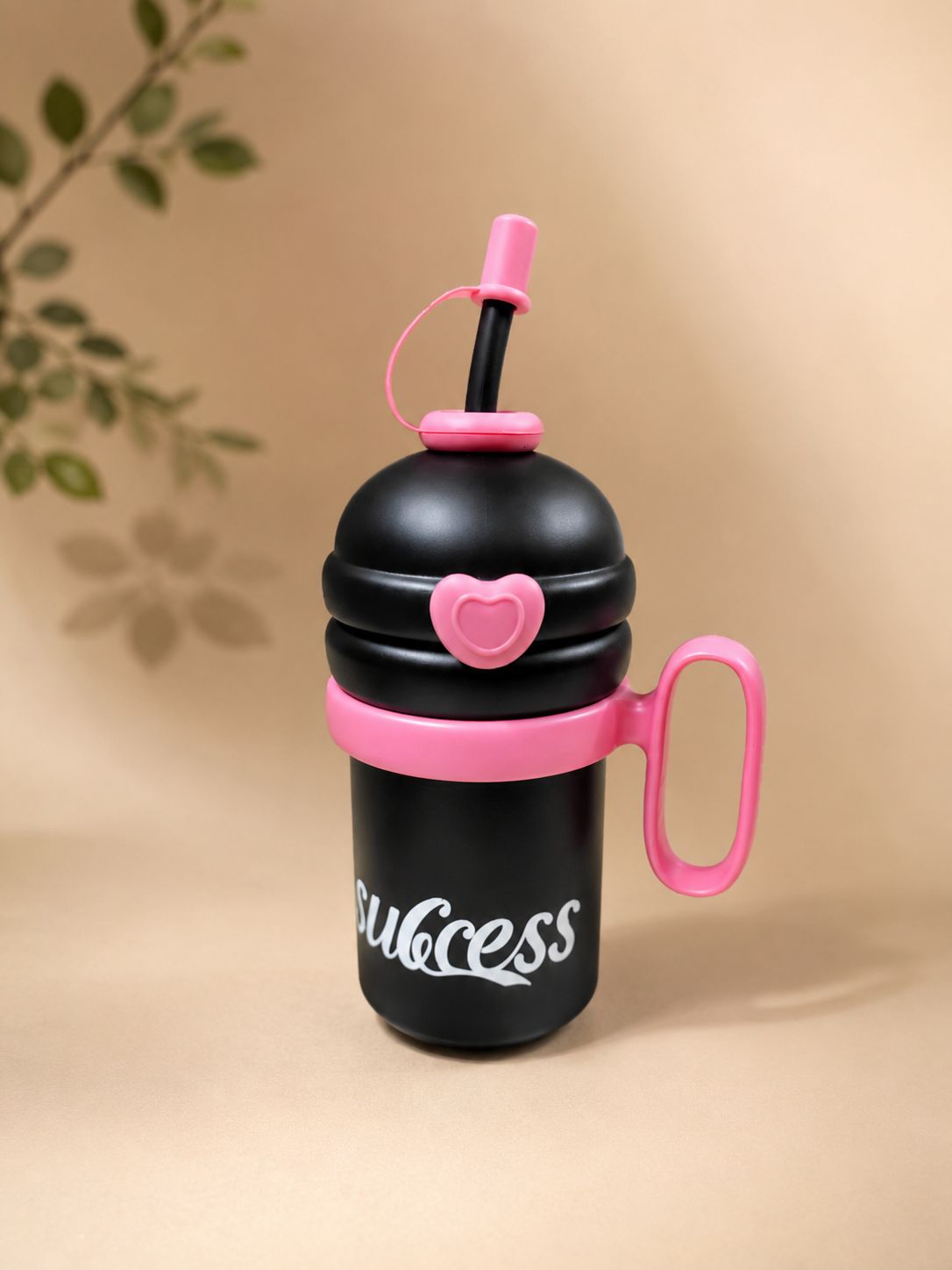 YUFUFUL SweetSip™ Insulated Kids Bottle with Straw & Handle | Black Rose | 700ml