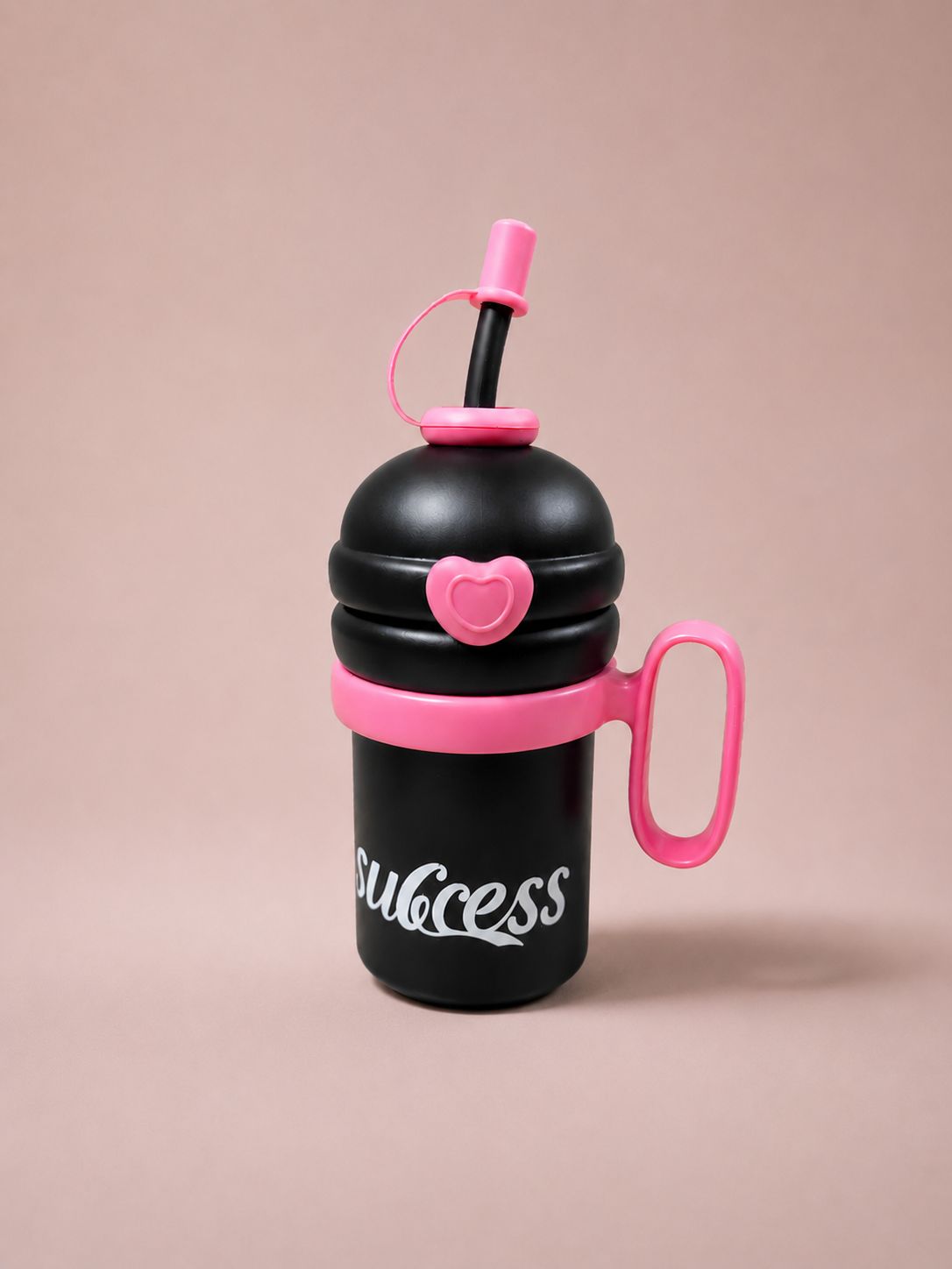 YUFUFUL SweetSip™ Insulated Kids Bottle with Straw & Handle | Black Rose | 700ml