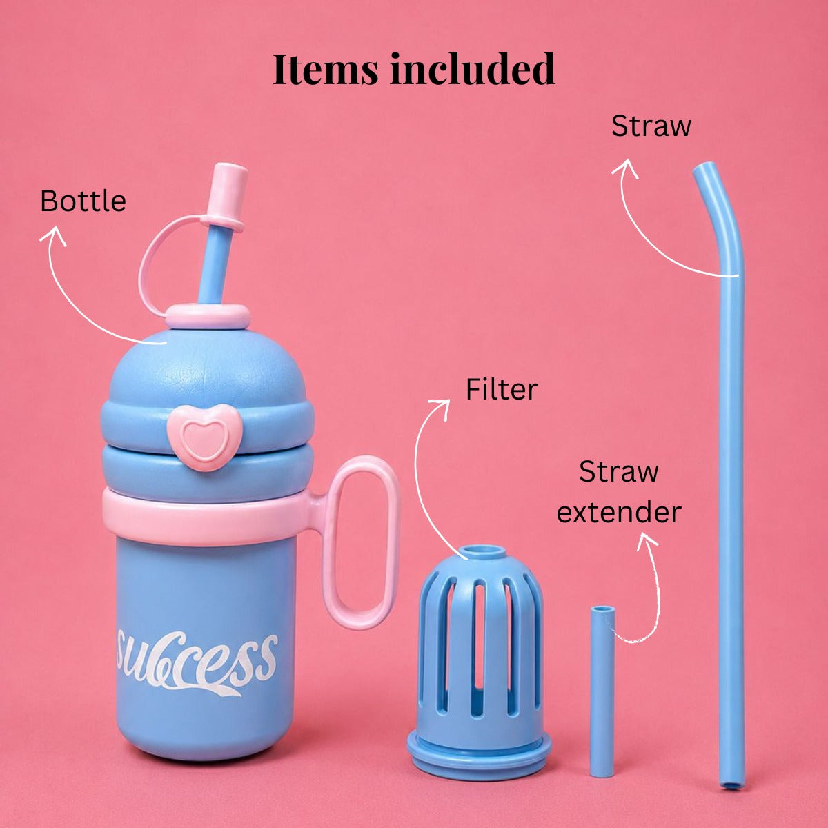 YUFUFUL SweetSip™ Insulated Kids Bottle with Straw & Handle | Cotton Candy | 700ml