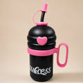 YUFUFUL SweetSip™ Insulated Kids Bottle with Straw & Handle | Black Rose | 700ml