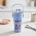 YUFUFUL Stitch & Angel Stainless Steel Insulated Tumbler | Leakproof Straw Cup with Handle | Hot & Cold Flask | 900ml - YUFUFUL