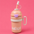 YUFUFUL SweetSip™ Insulated Kids Bottle with Straw & Handle | Peach Macaron | 700ml